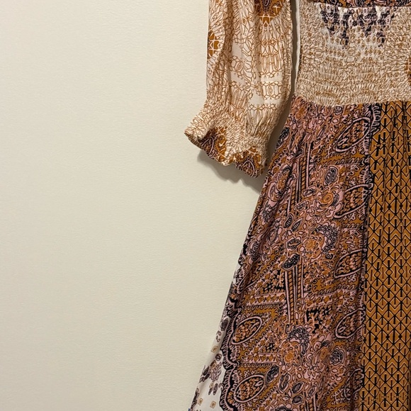 Free People Mexicali Rose Maxi Dress Bohemian Size M asymmetrical Rayon - Picture 12 of 16